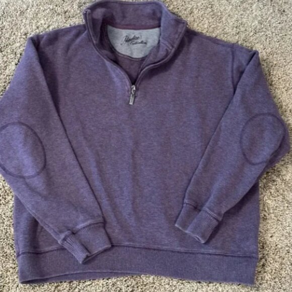 Paradise Collection Purple Zip Up Sweater with Elbow Patches - Picture 1 of 4